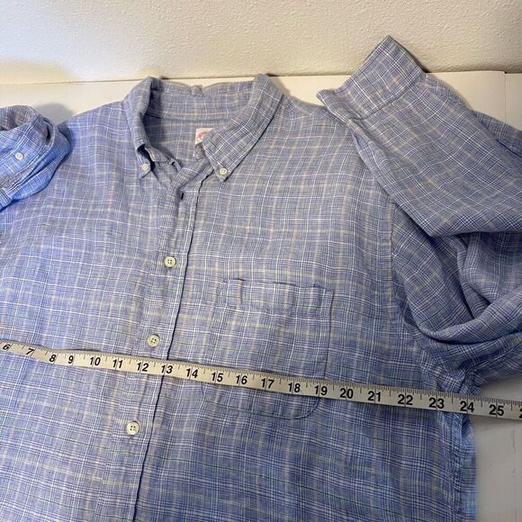 Brooks Brothers 346 Linen Plaid Button Down Shirt Size Large - Picture 7 of 7